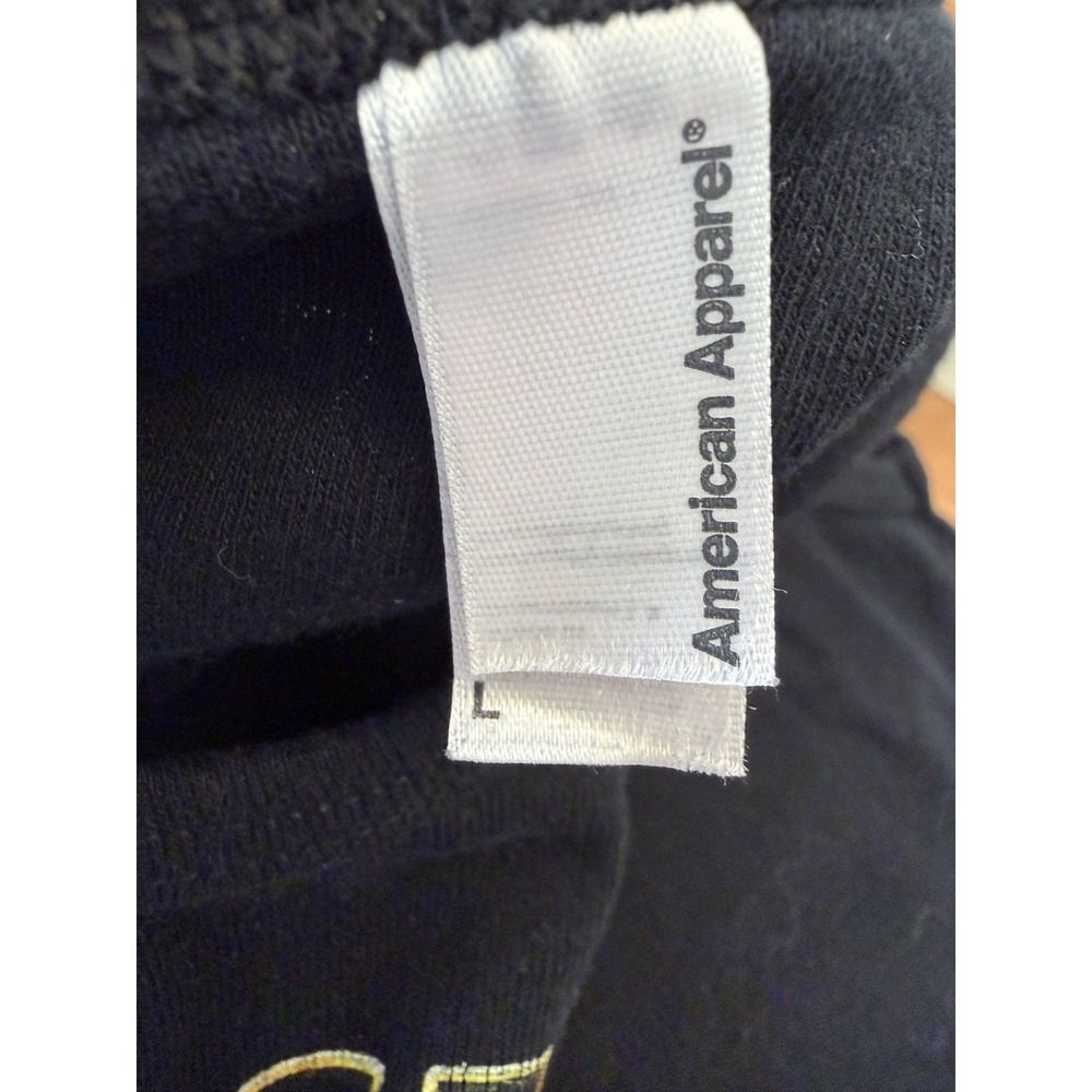 Vtg American Apparel TESLA Forever More Tank Top Black Gold Logo Made USA Size L - Picture 6 of 7